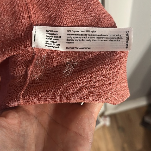 Eileen Fisher Organic Linen Blend Pink Open Cardigan Waterfall Sweater Size M - Picture 4 of 5